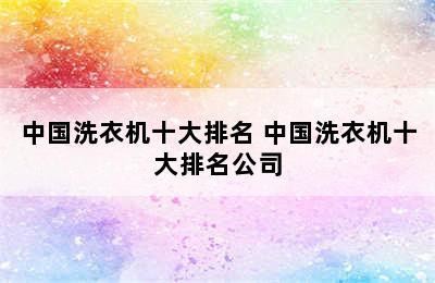 中国洗衣机十大排名 中国洗衣机十大排名公司